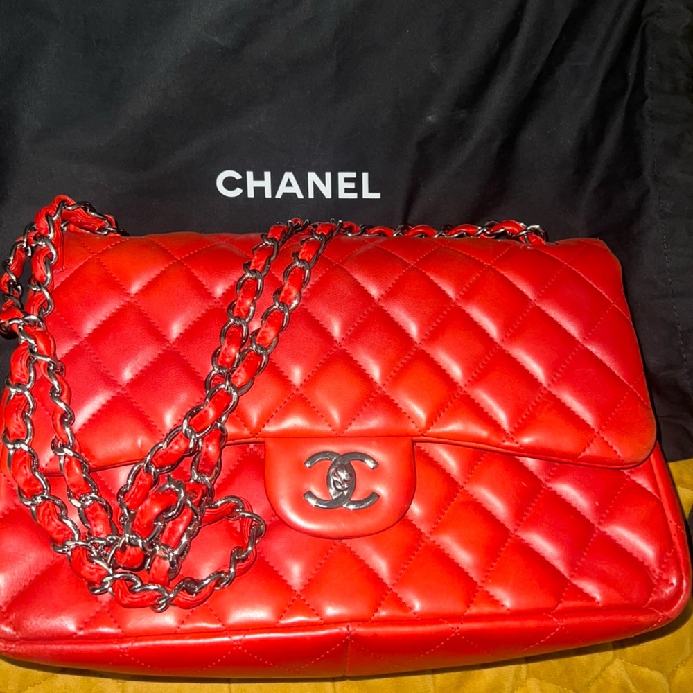 Chanel Jumbo Flap Lambskin Bag - Red - Picture 2 of 8